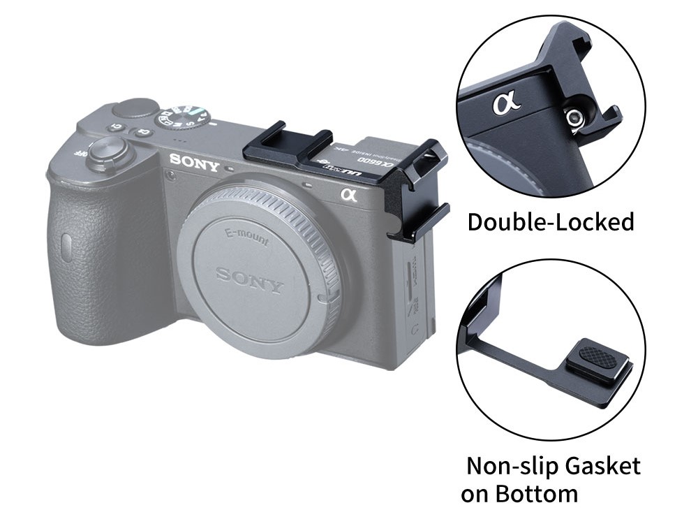 Přídavné dvojité boční sáňky blesku pro Sony A6600 2